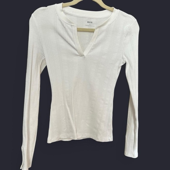 NWT Anthropologie x Maeve XS White Spliced Neck Top - Picture 3 of 7